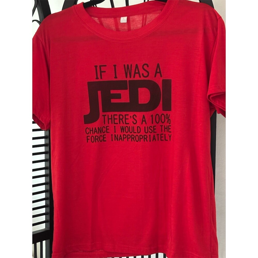 Star Wars Jedi Funny Quote Graphic T-Shirt  Size L Red Short Sleeve